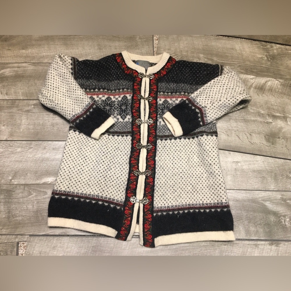 Vintage Squaw Valley Fairisle Cardigan Sweater Women’s Nordic Clasp Size Small